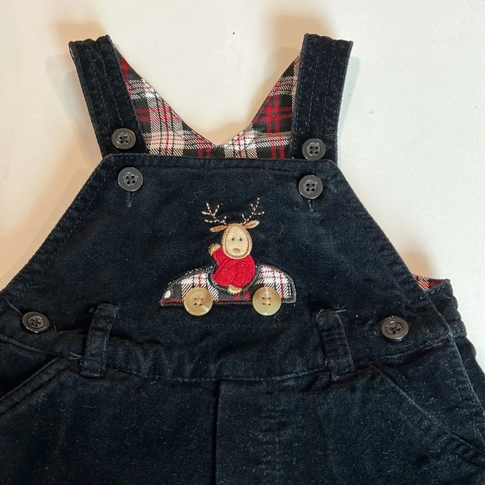 Children’s Place -‎ 3-6m unisex reindeer velour/velvet overalls